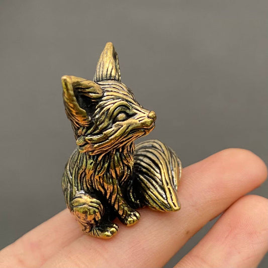 Brass Little Fox delight from Mio Queena, detailed small fox figurine with a polished finish, perfect for decorative display.