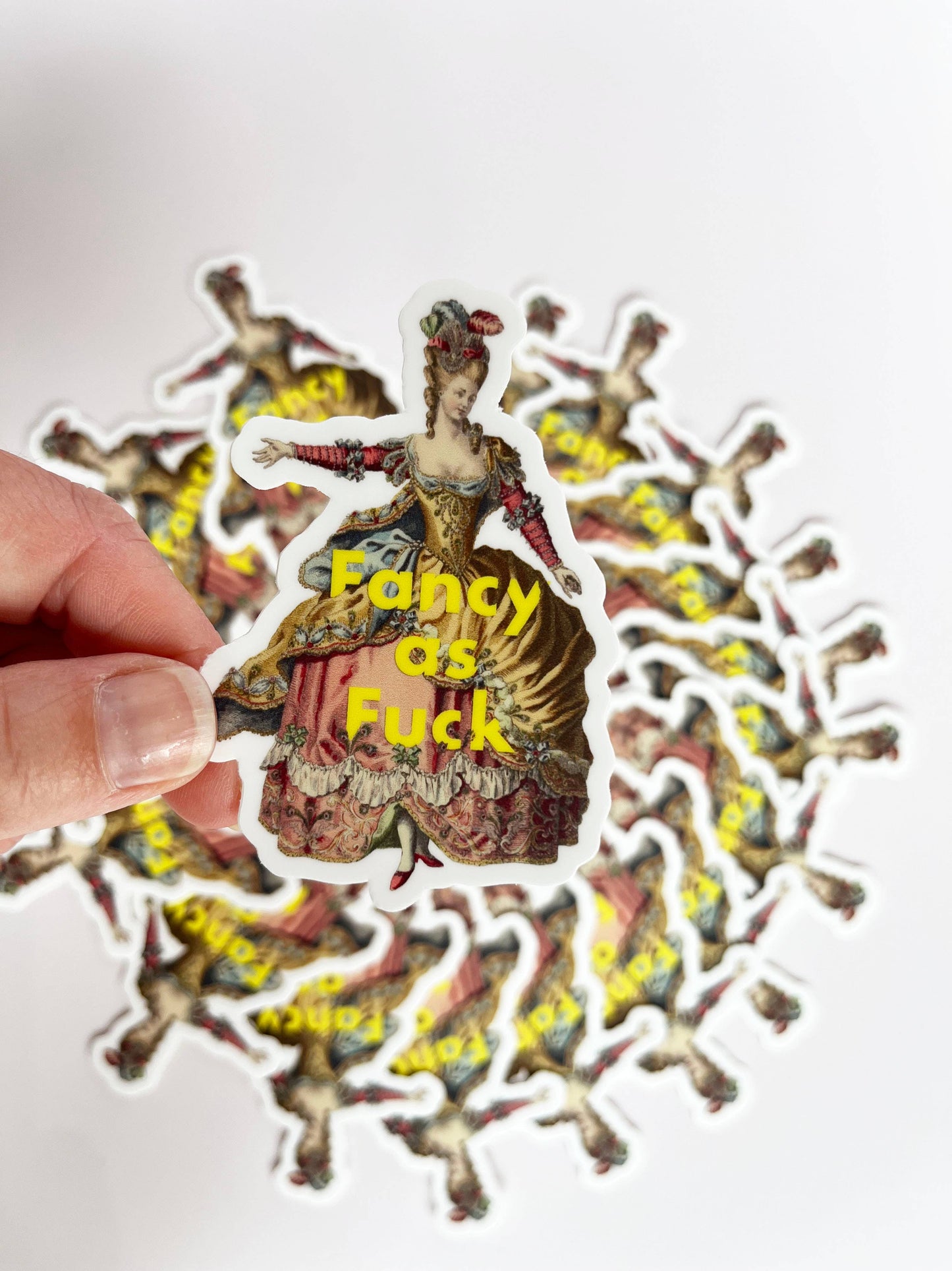 Funny sticker from The Coin Laundry with bold "Fancy as Fuck" text, featuring a colorful, eye-catching design.