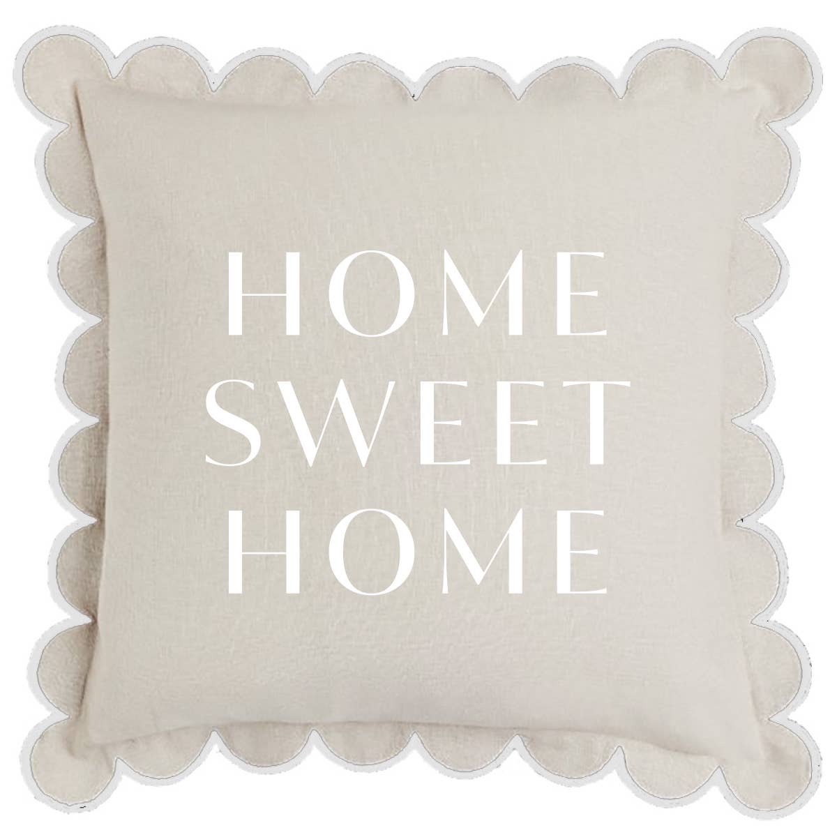 Pair of decorative pillows from Soiree Sisters with "Home Sweet Home" embroidery, soft fabric, and cozy design for home decor.