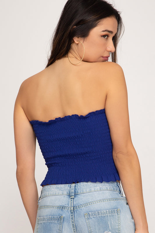 BASIC STRAPLESS SMOCKED BANDEAU TUBE TOP