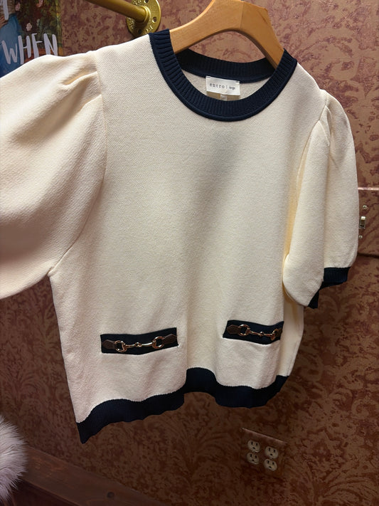 Entro equestrian sweater in cozy knit, featuring a classic design with a high collar and ribbed cuffs, perfect for riding or casual wear.