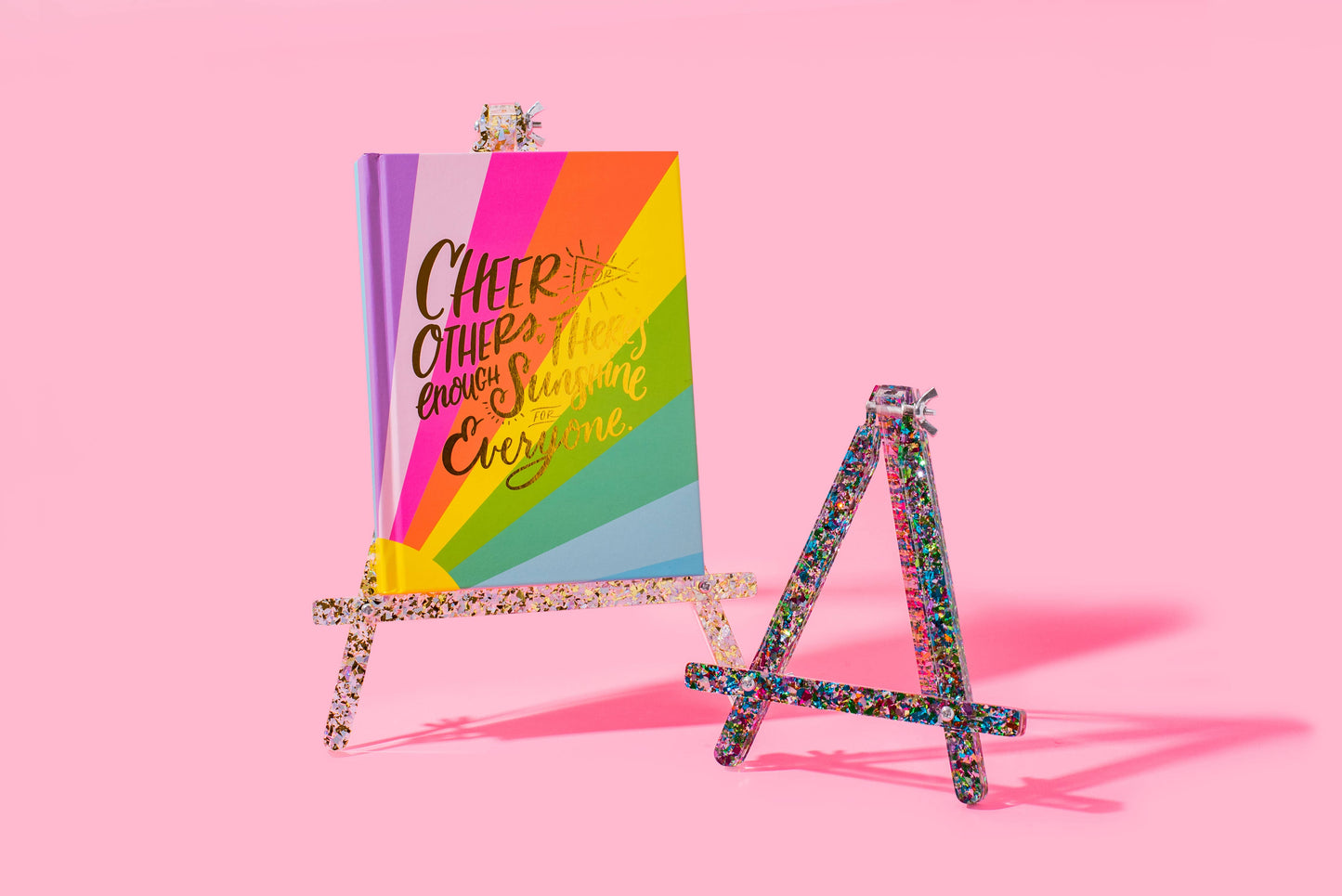 Medium decorative easel by Taylor Elliott Designs featuring pearl and gold confetti accents, ideal for display or framing.
