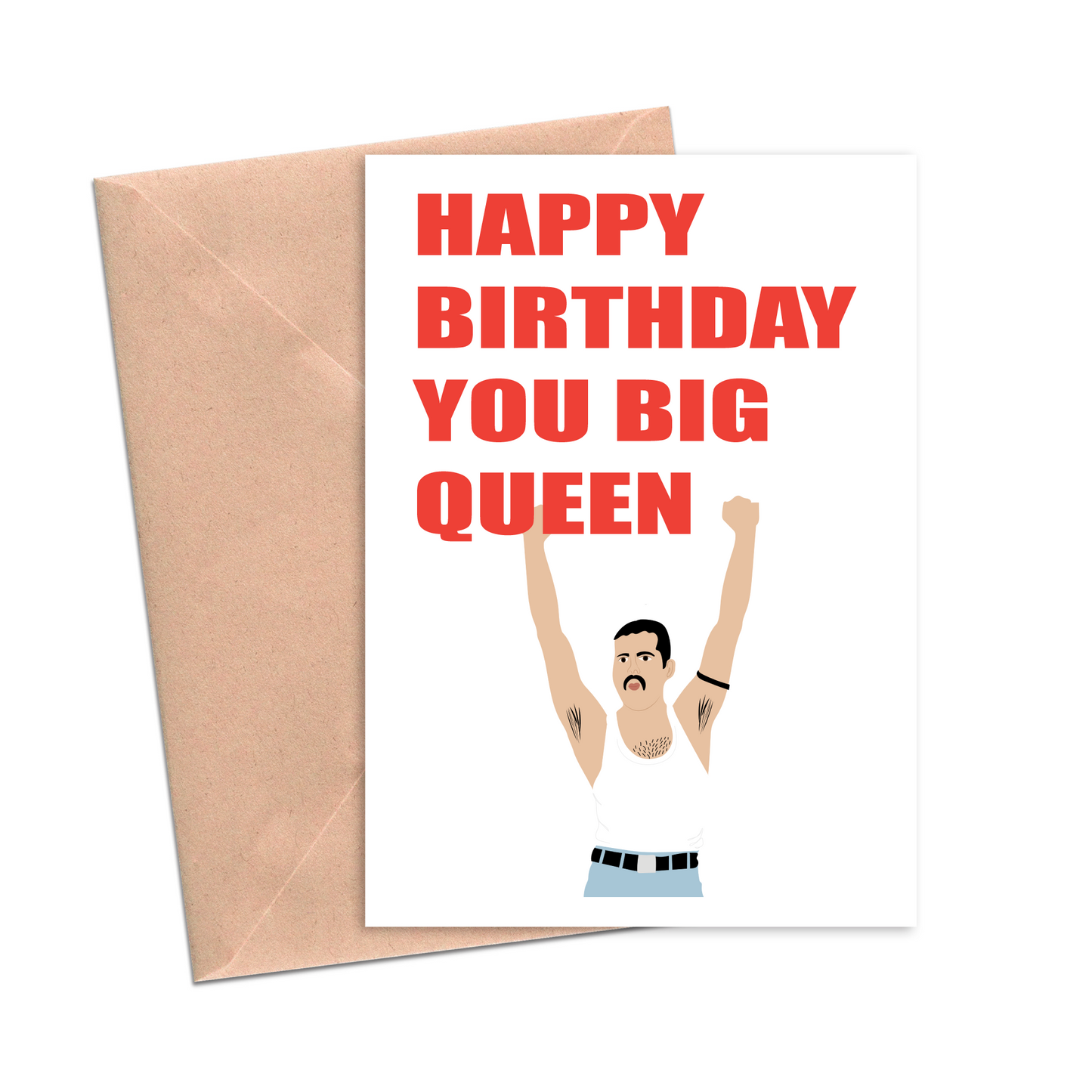 Crimson and Clover Studio birthday card featuring "You Big Queen" message with colorful floral design on a white background.