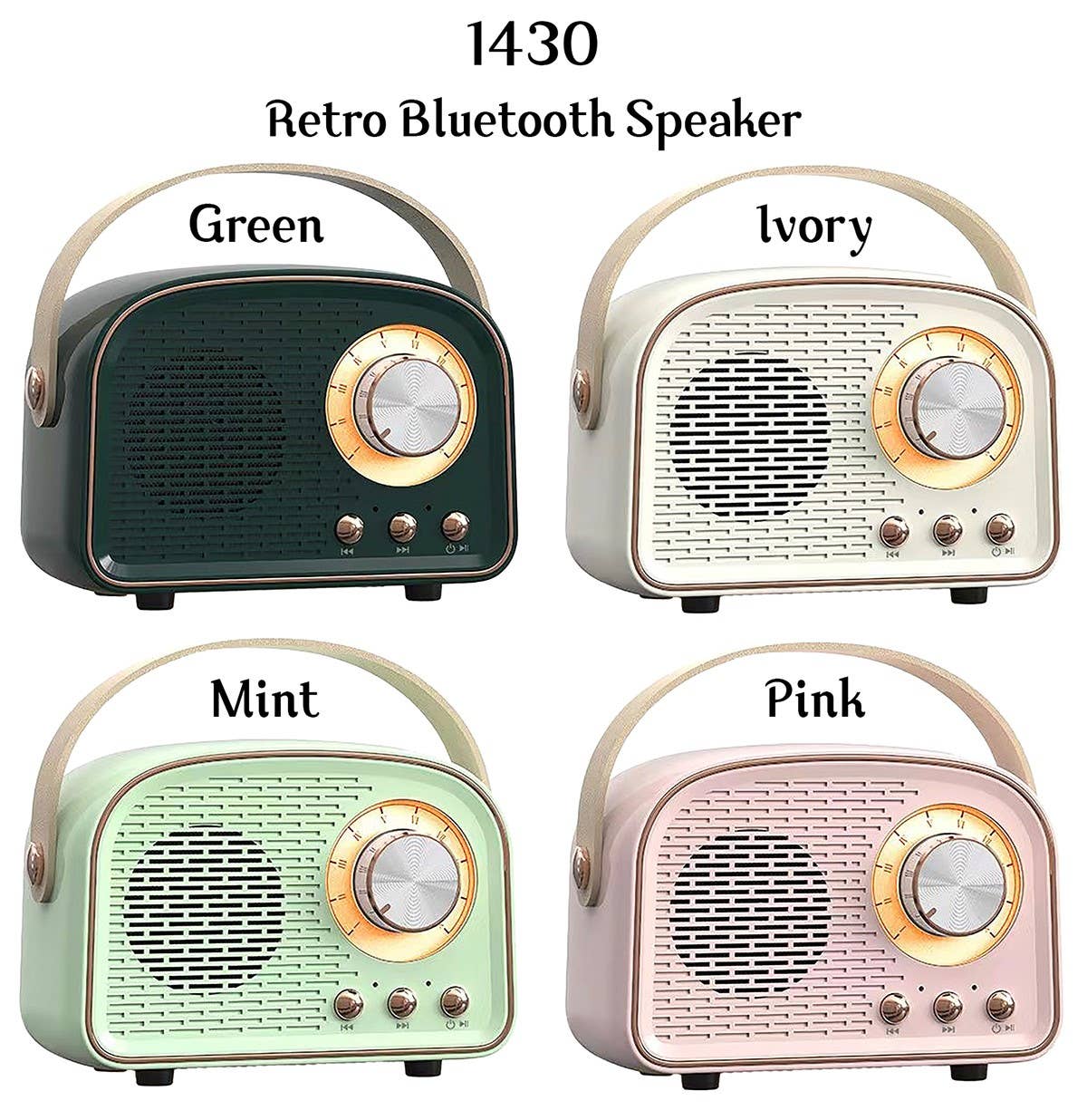 Retro Bluetooth speaker by Tech Trendz with a vintage design, compact size, and visible control buttons on the front.