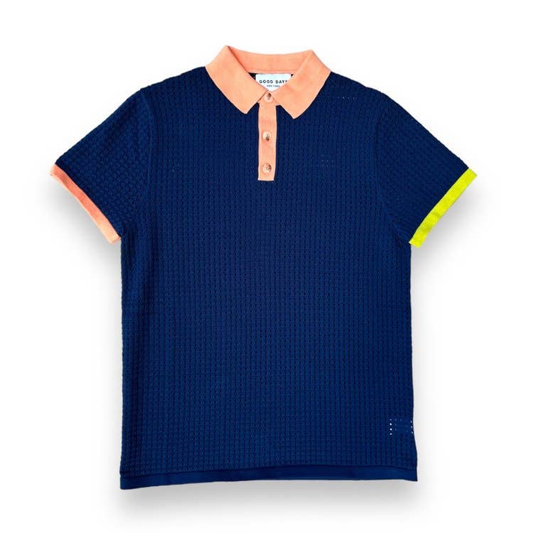 Open Knit Navy Polo