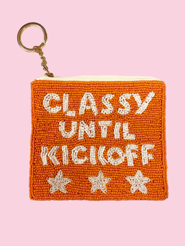 Classy Until Kickoff Beaded Coin Purse Orange