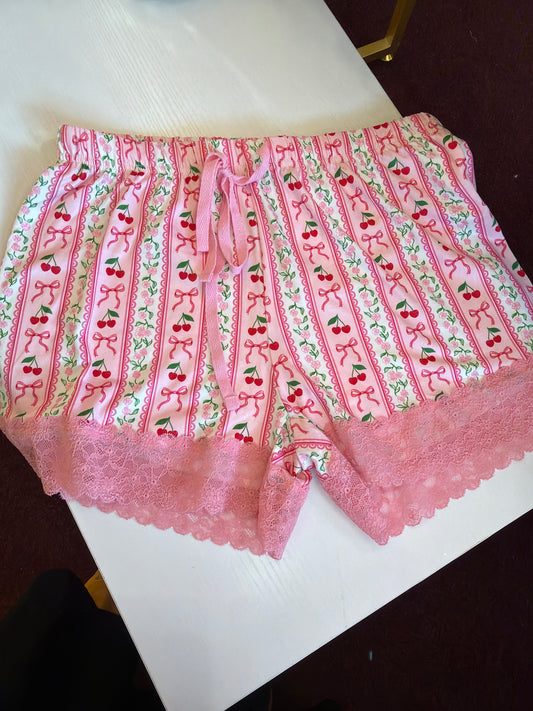 Simply Southern lace PJ shorts with a floral pattern, lightweight cotton fabric, and relaxed fit for comfortable sleepwear.