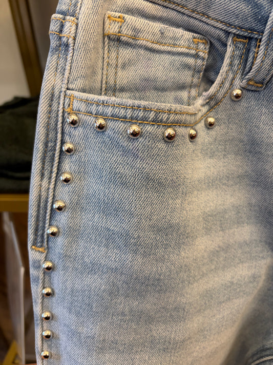 Vervet Honorable Jean in denim, showcasing classic fit and stitching details. Front view of stylish jeans for men or women.