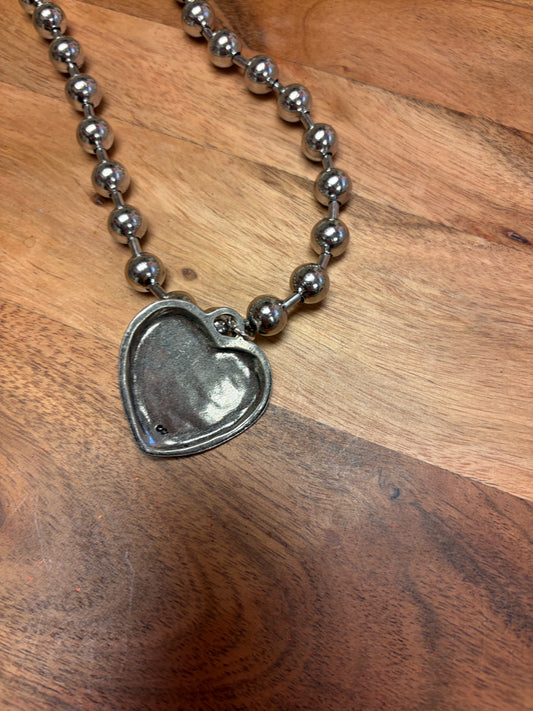 Lula 'n' Lee ball chain heart necklace with a delicate silver heart pendant on a fine chain.