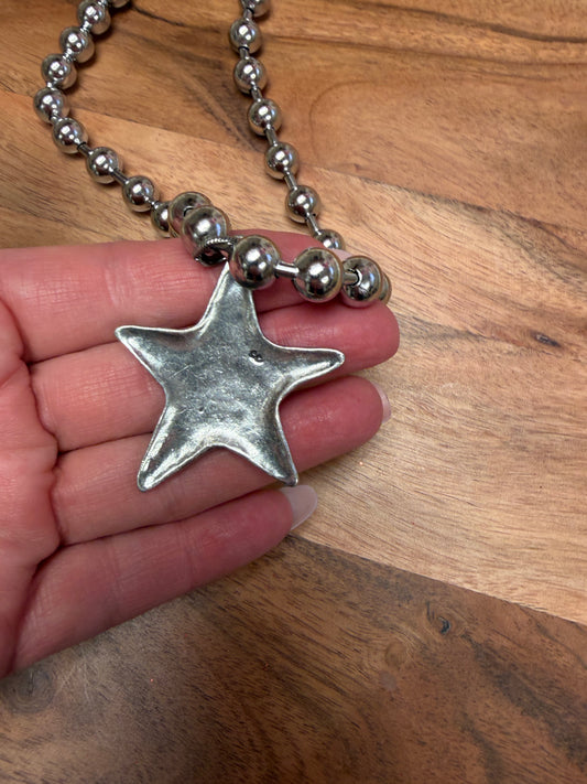 Lula 'n' Lee Ball Chain Star Necklace featuring a delicate star pendant on a sleek ball chain.