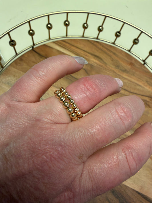 Gold filled beaded ring by Lula 'n' Lee, featuring a delicate beaded design in a close-up view.