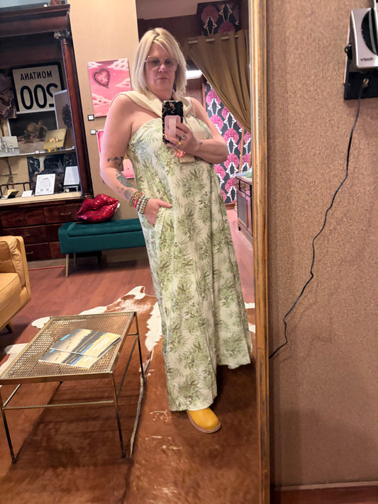 Princess & Buck Fern Gully Dress featuring a floral print, sleeveless design, and flowy fabric perfect for summer wear.