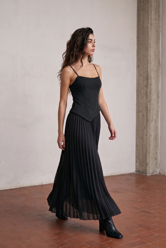 Elegant romantic chiffon midi dress by EDIT BY NINE, featuring flowing fabric and feminine design, perfect for special occasions.