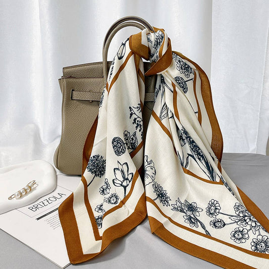Elegant floral square scarf by ACCITY featuring vibrant floral patterns on soft fabric for stylish accessorizing.