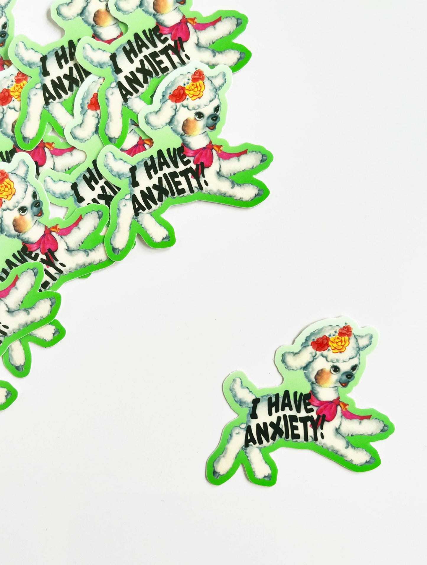 Colorful "I Have Anxiety" sticker by The Coin Laundry, featuring bold text and playful design, perfect for decorating notebooks or laptops.