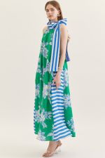 Entro bow neck floral dress featuring a bow neckline and vibrant floral pattern, suitable for casual or semi-formal occasions.