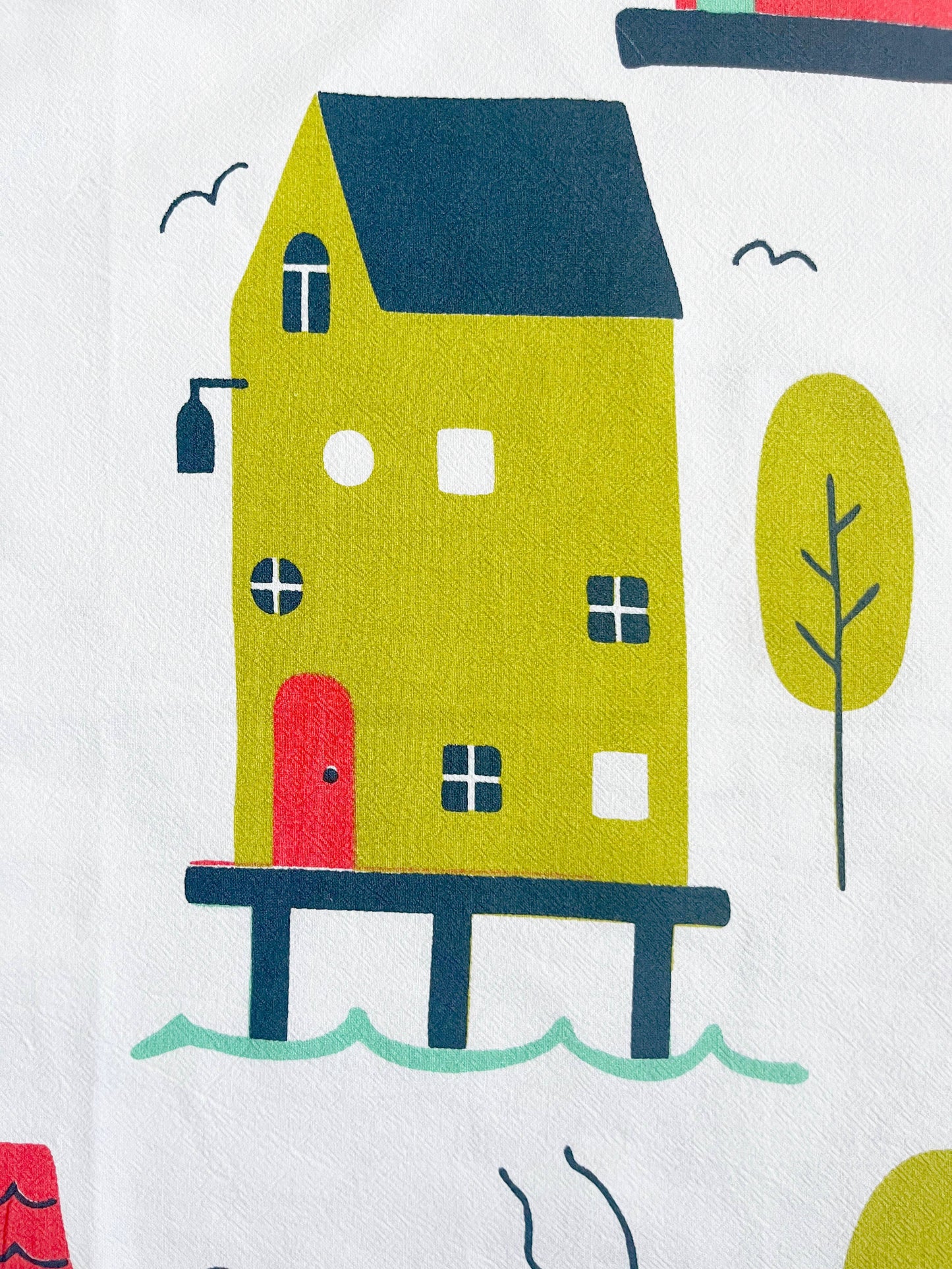 Houses Illustrated Abstract Homes Kitchen Towel