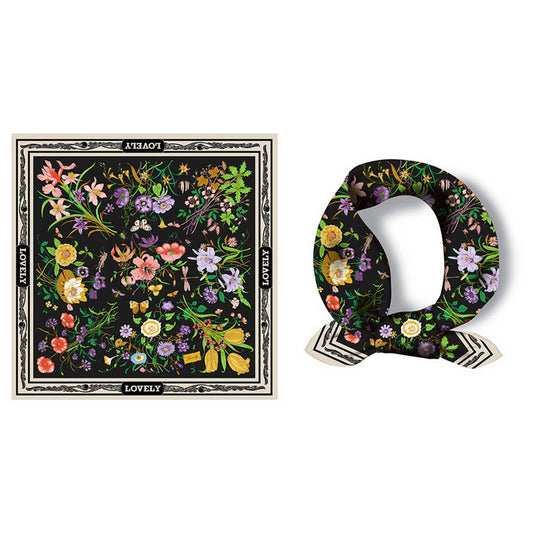 Colorful floral ACCITY summer sun scarf displayed flat with vibrant summer sun and floral pattern.