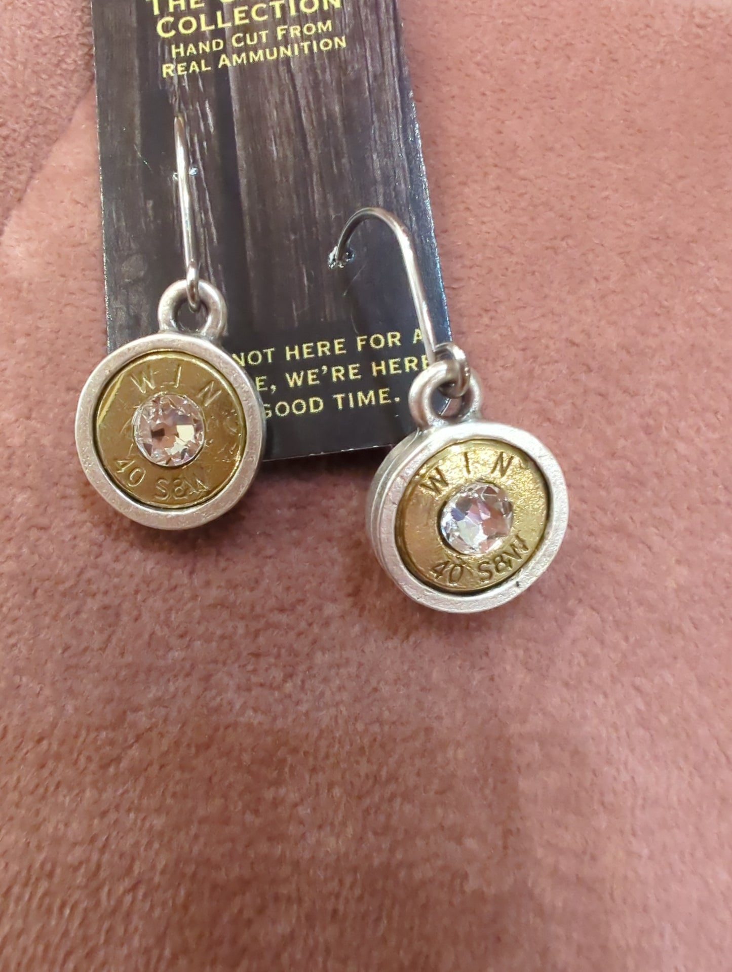 Silver Badass Caliber earrings by BadAssBabe featuring a sleek, edgy design perfect for bold fashion statements.