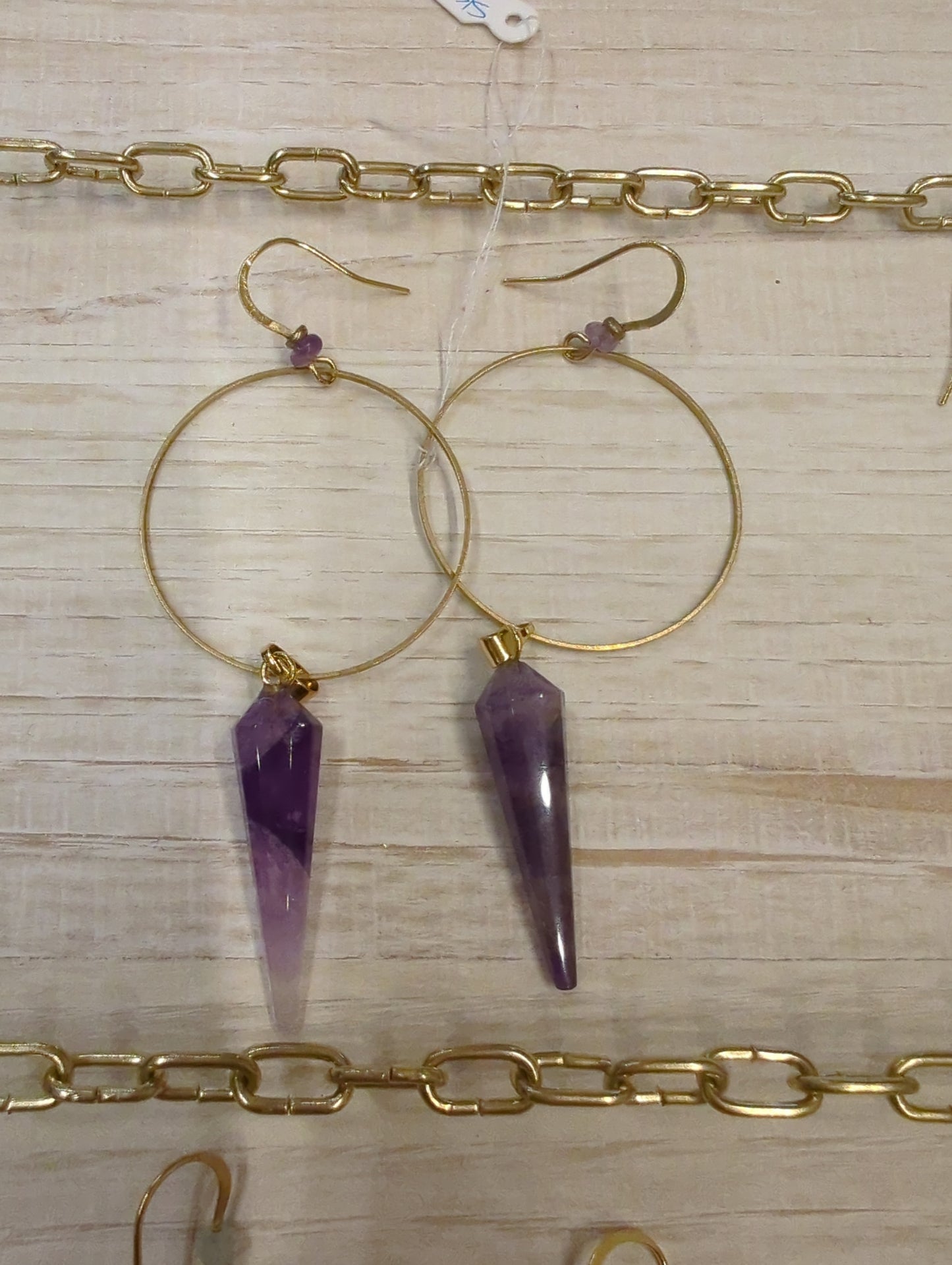 Amethyst Prism Lg. Hoop Earrings