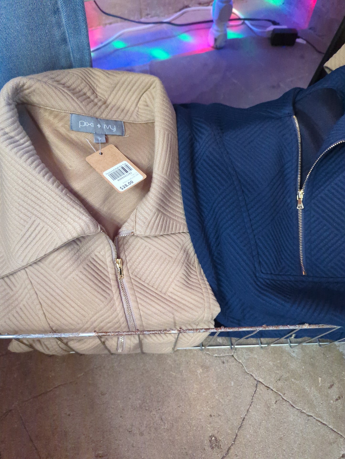 Miss B Pixy & Ivy textured half zip top in soft fabric, featuring a high collar and half zip closure, stylish and comfortable for casual wear.