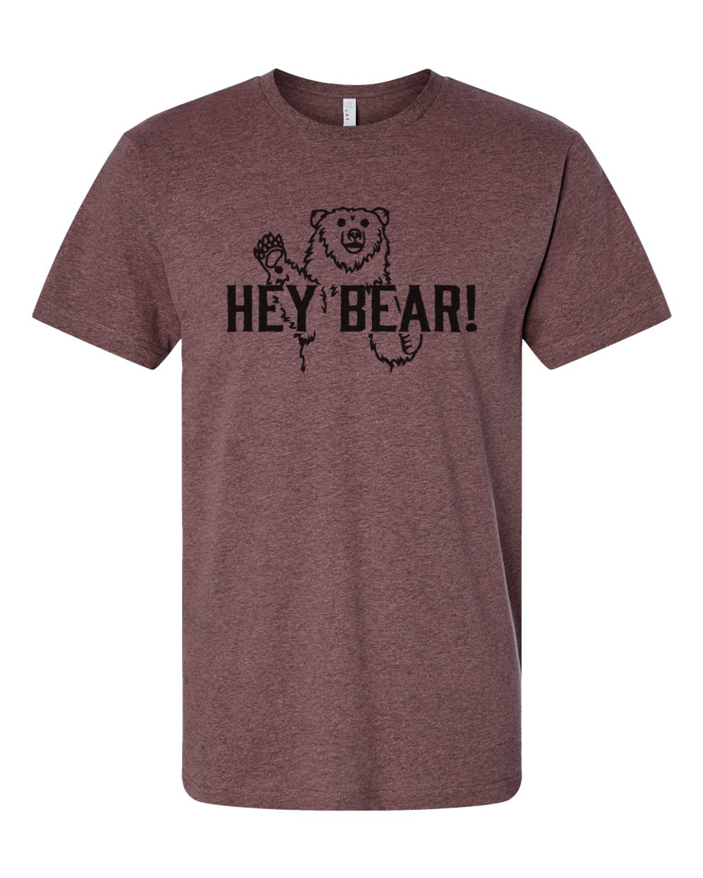 Made of Mountains Hey Bear! adult T-shirt featuring a playful bear graphic on soft cotton fabric.