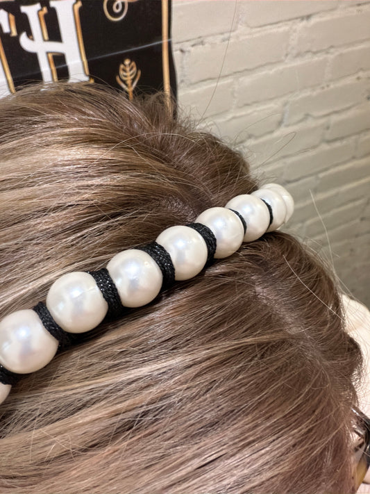 Pearl Gumball Headband by Queen Gypsy, stylish hair accessory with pearl embellishments, perfect for adding a chic touch to hairstyles.