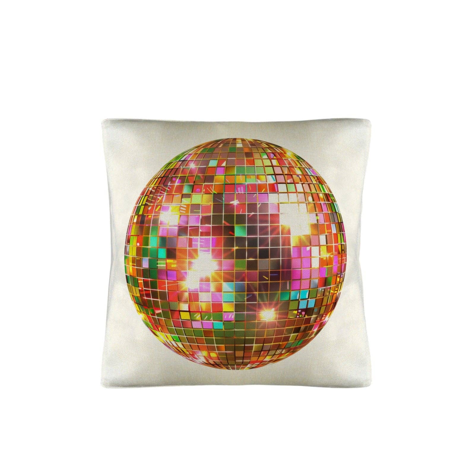 Disco ball pillow case by BAHA RANCH WESTERN WEAR featuring a shiny, metallic disco ball design on soft fabric, made in America