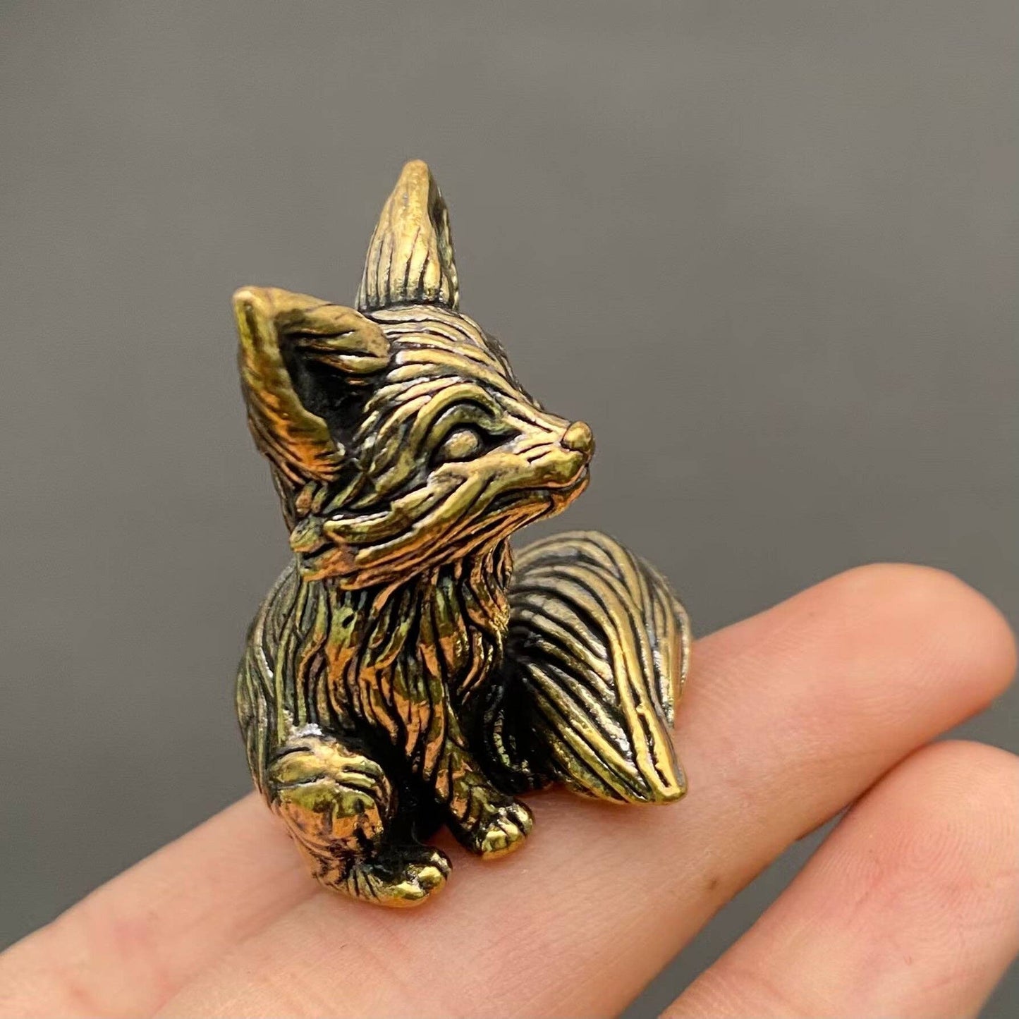 Brass Little Fox delight from Mio Queena, detailed small fox figurine with a polished finish, perfect for decorative display.