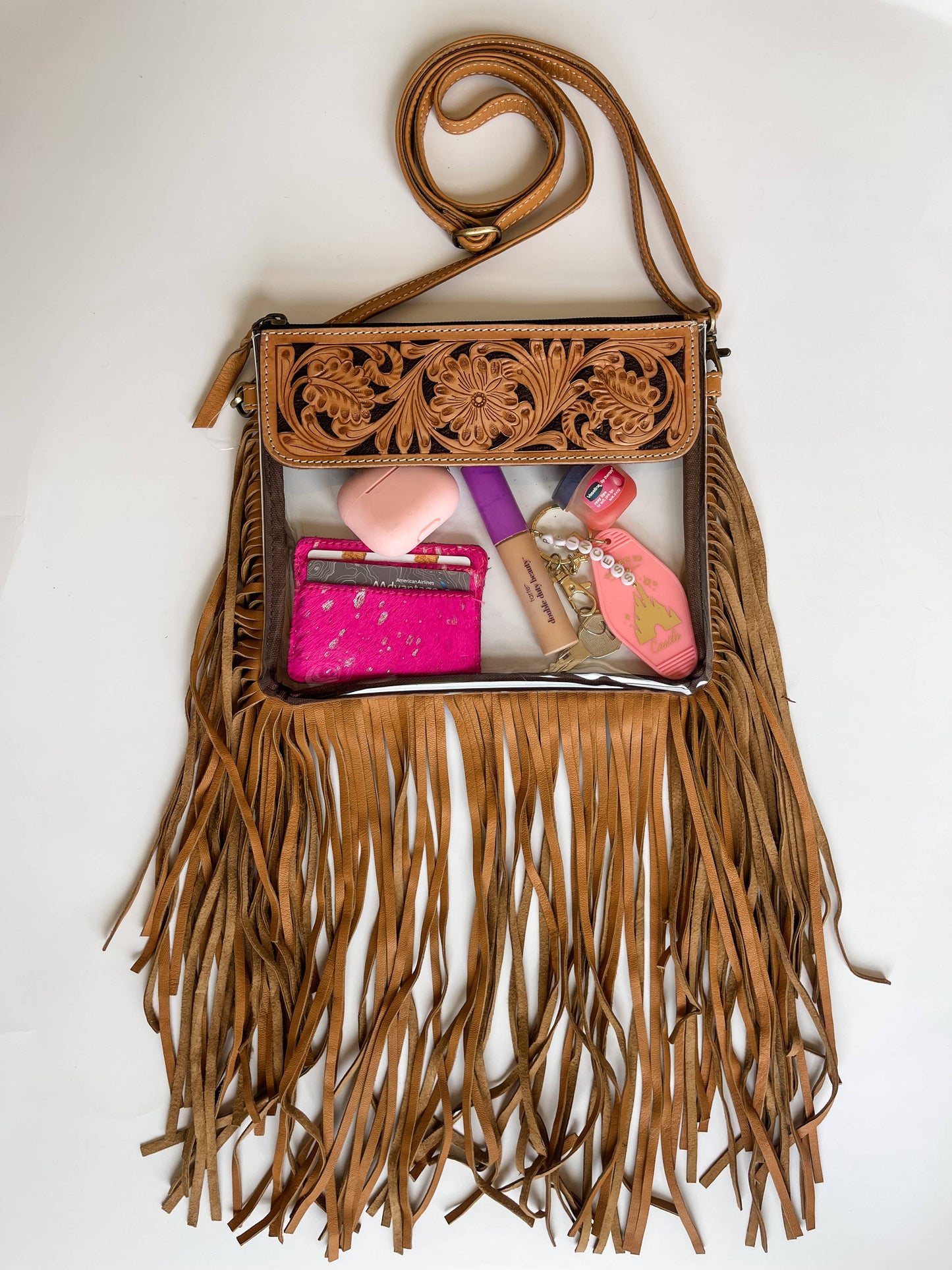 Hand Tooled Clear Crossbody
