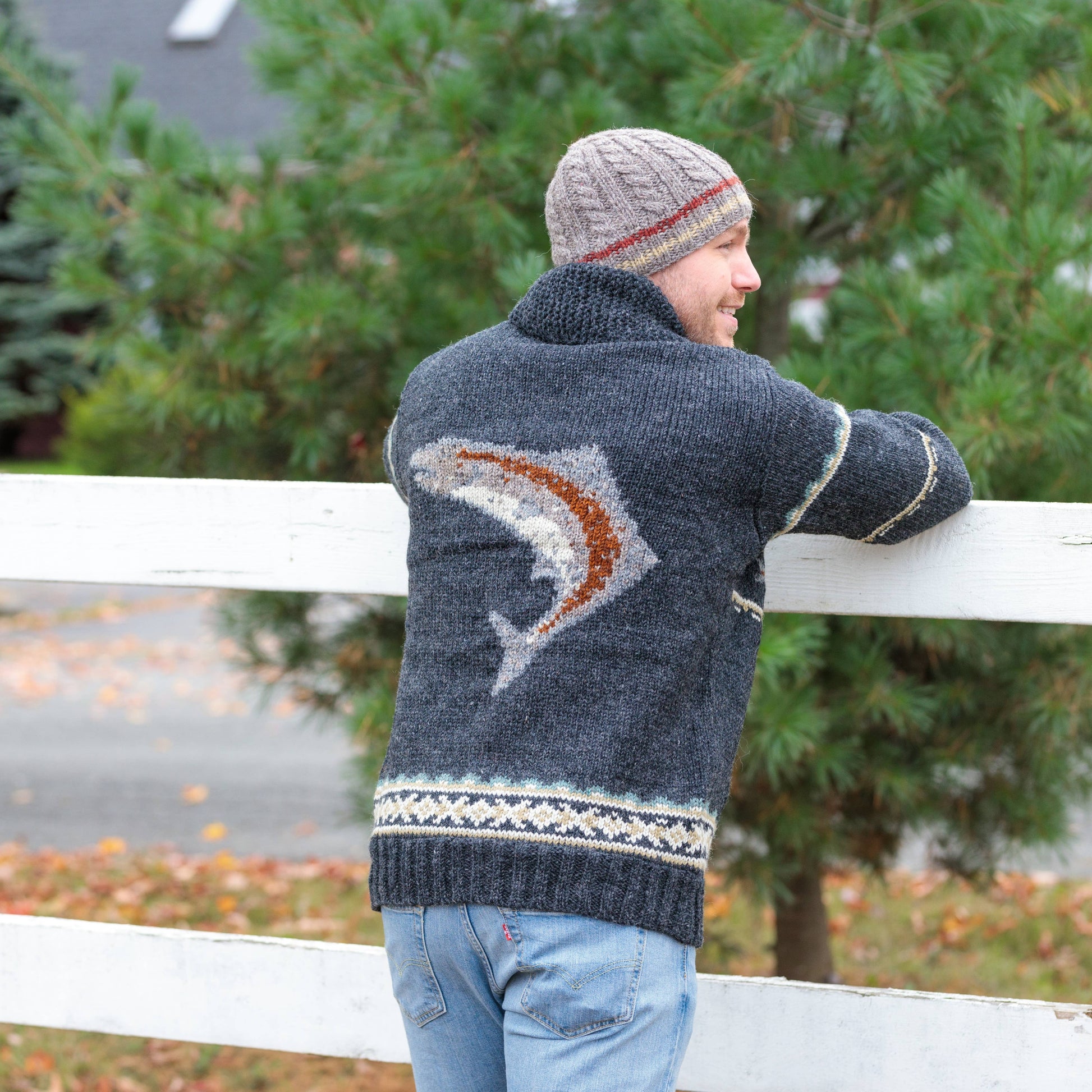 Lost Horizons Knitwear Gone Fishing sweater, cozy knit sweater featuring fishing-themed design, perfect for casual wear.