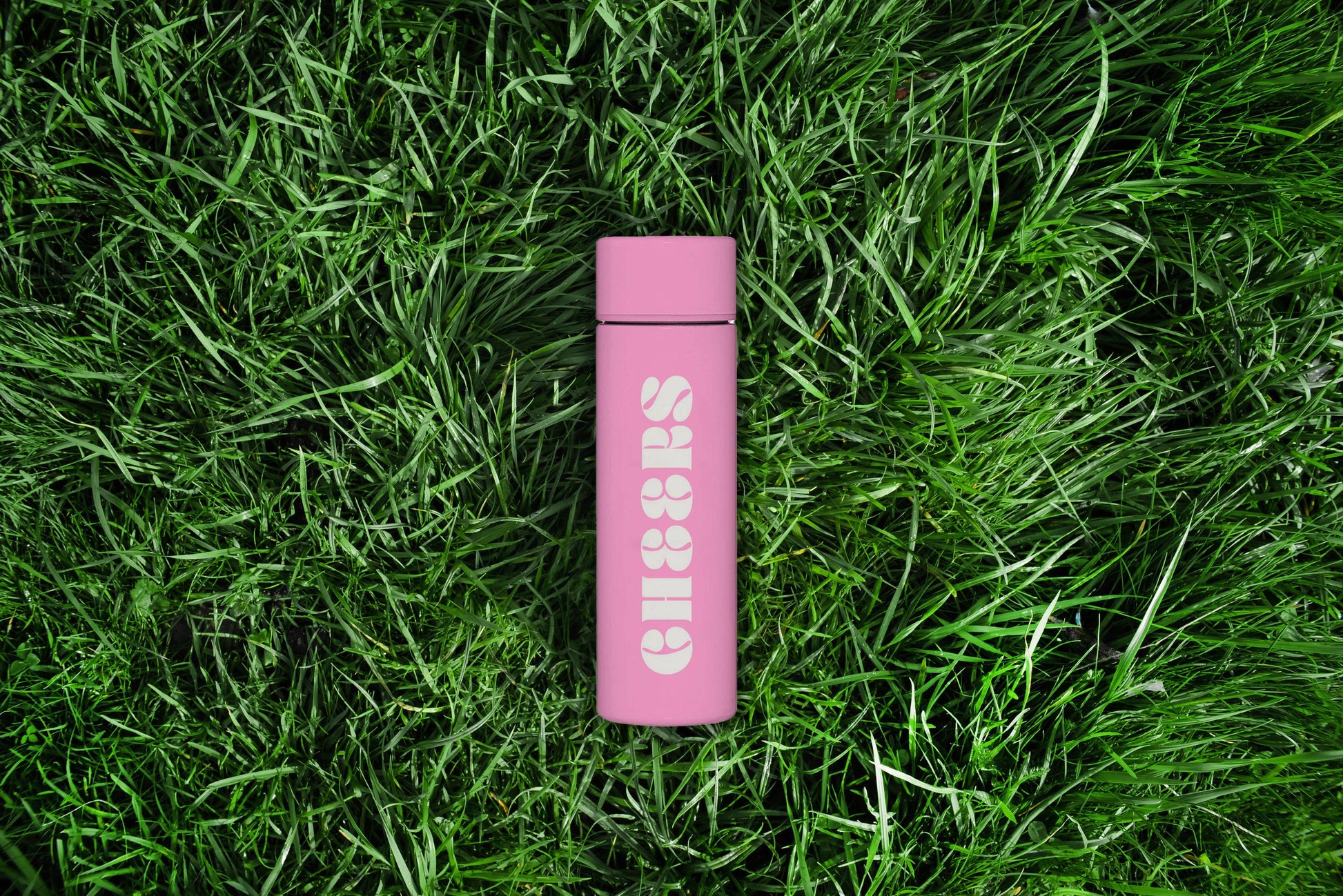 Stainless steel Cheers Flask by soiree-sisters with a sleek, modern design and screw-top lid for portable drink storage.