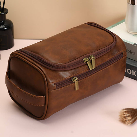 ACCITY Retro Travel Dopp Kit toiletry bag with zipper closure, made of durable material, designed for travel organization.