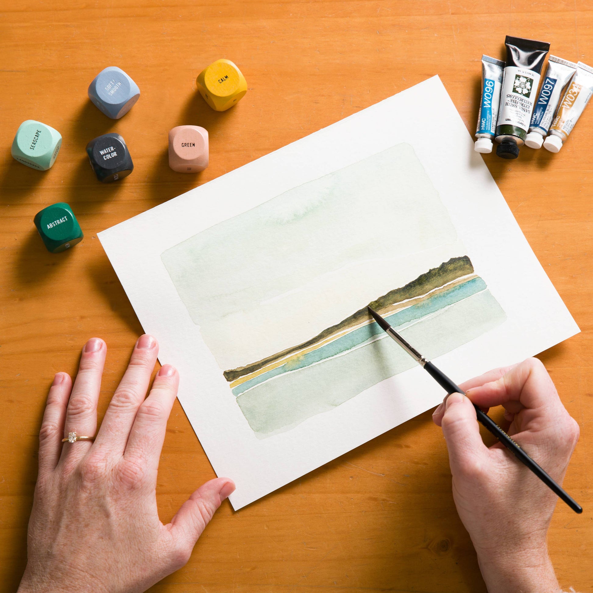 Art Dice card game by Two Tumbleweeds featuring colorful illustrated cards and artistic designs for creative gameplay.