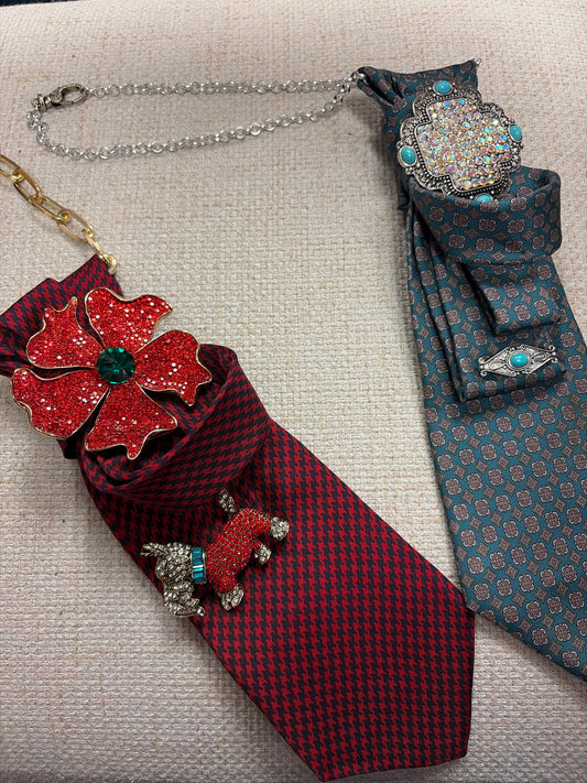 Boujee Necktie Necklace by Queen Gypsy featuring a stylish, elegant jewelry piece with a tie-inspired design.