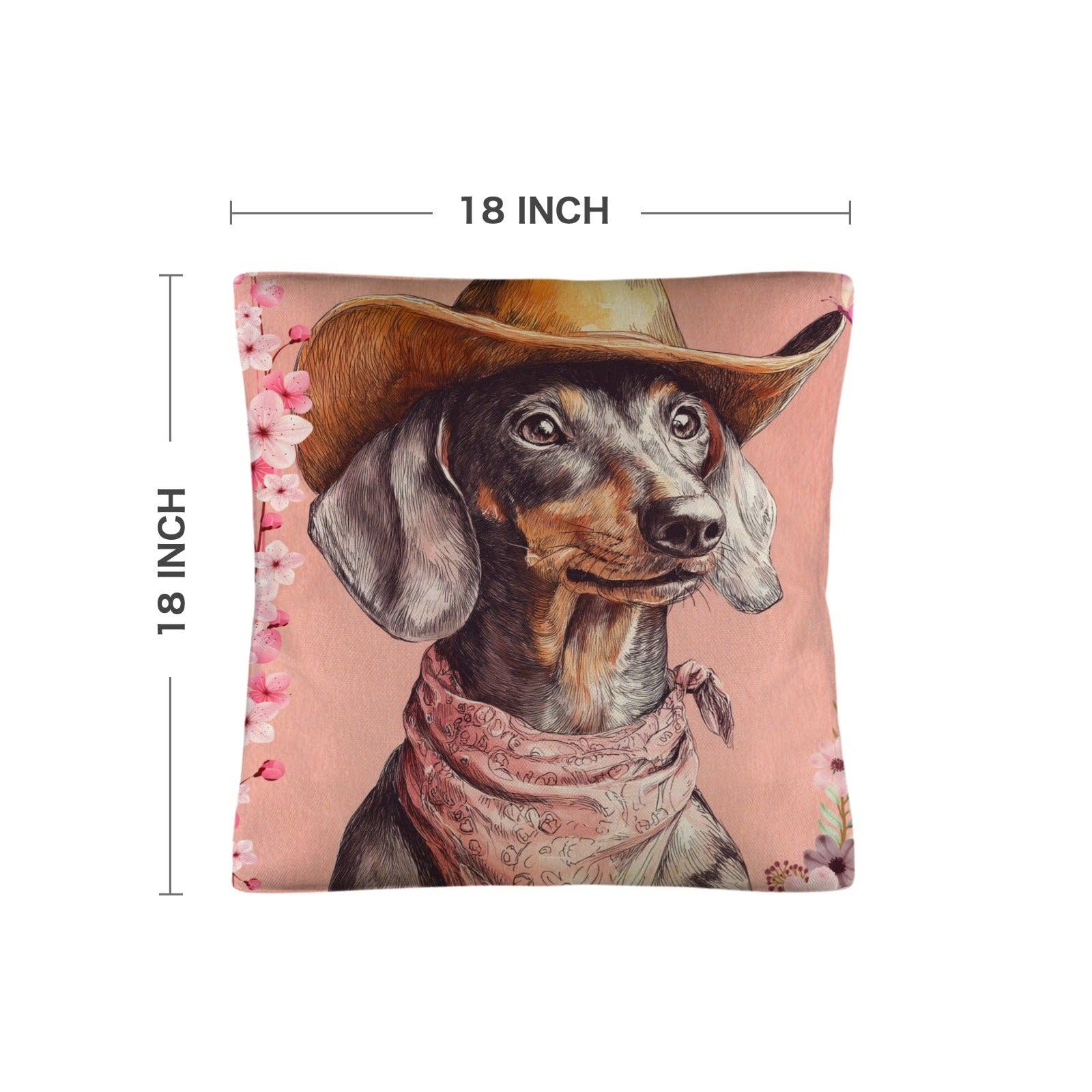 Danilo painted dachshund pillow case by BAHA RANCH WESTERN WEAR, made in America, featuring colorful dachshund design on fabric