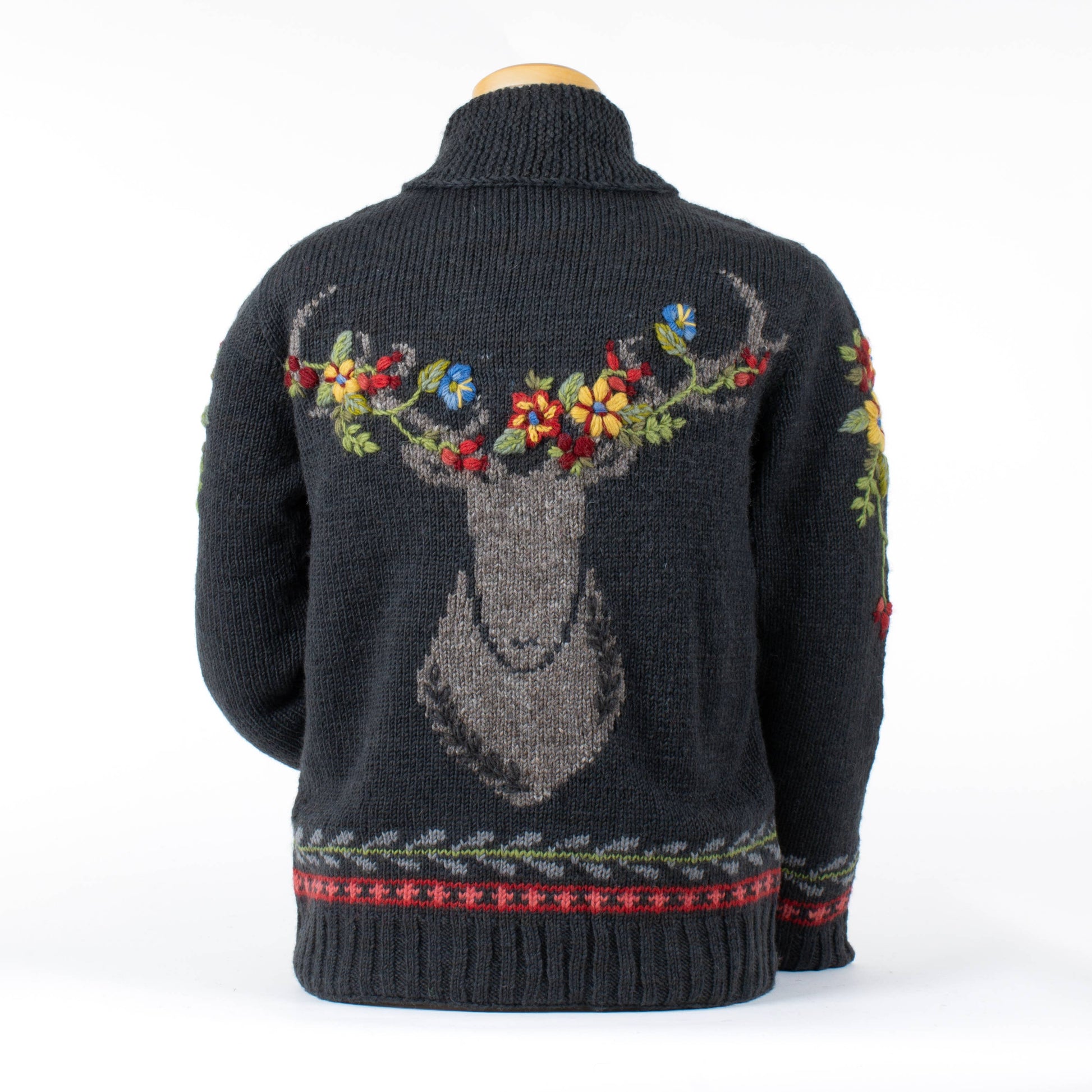 Lost Horizons Knitwear Hartley Floral Antler Sweater, cozy knit sweater featuring floral and antler embroidery detail.