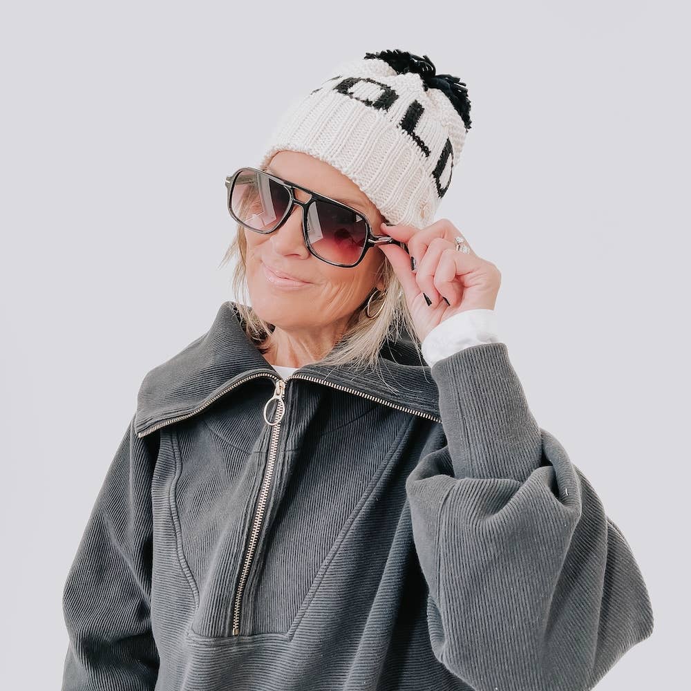Pretty Simple Natalie oversized aviator sunglasses with metal frames and dark tinted lenses, stylish and trendy eyewear.