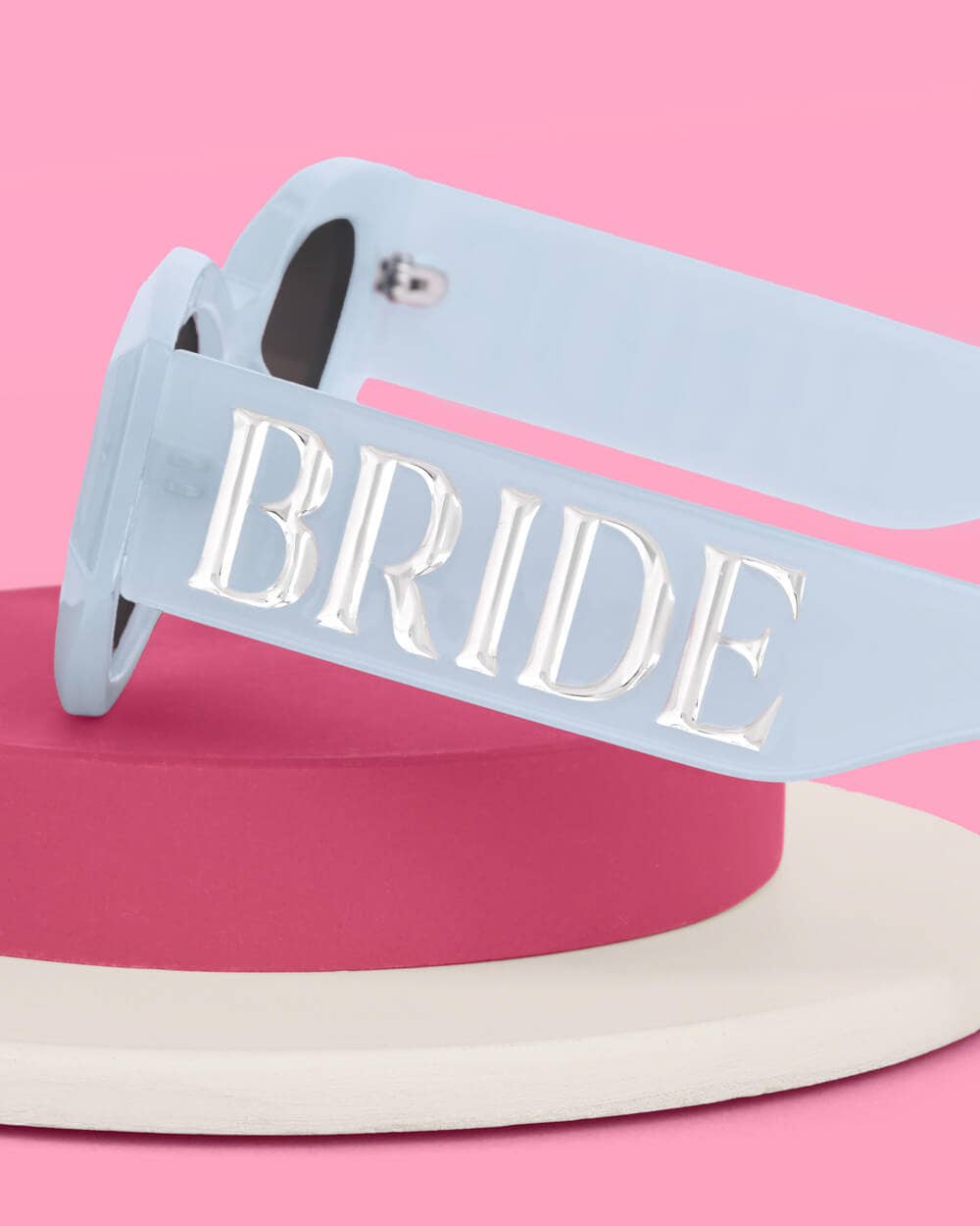 Blue bride-embossed sunglasses from xo Fetti, perfect for bachelorette parties and bridal gifts, featuring stylish design details.