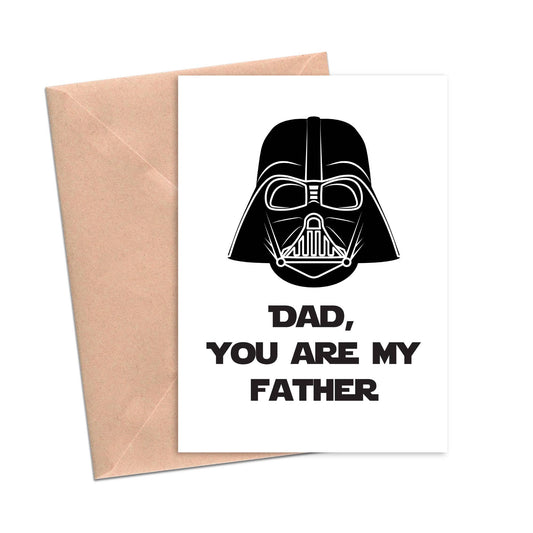 Funny Dad Father card with humorous message, featuring colorful design and playful typography for Father's Day or special occasions.