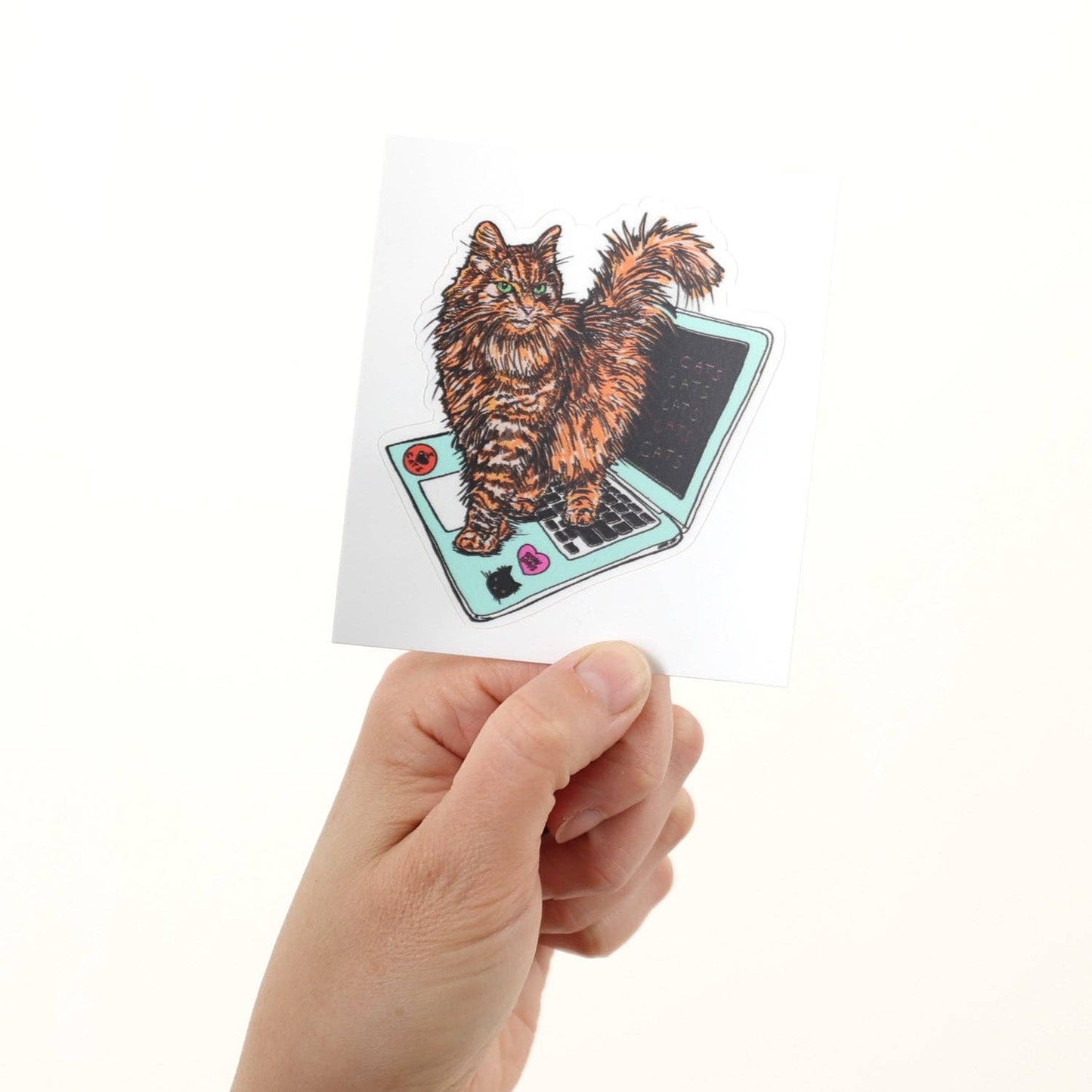 Two Hacker Cat stickers from Slow Loris featuring playful black cats with sunglasses, perfect for decorating laptops or notebooks.