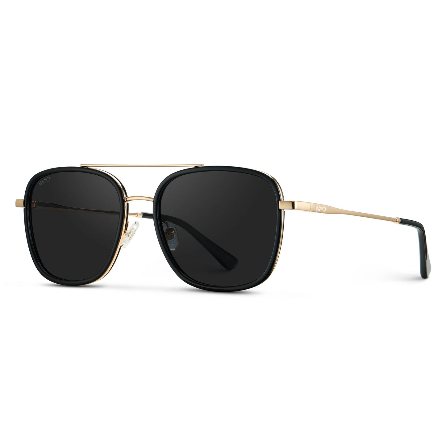 WMP Eyewear Gia women's sunglasses with stylish black frames and tinted lenses, designed for a chic and modern look.