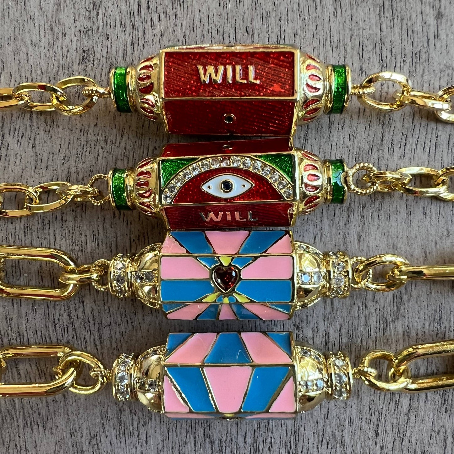 Chasing Cherubs Warhol bracelet with colorful, artistic design featuring vibrant abstract patterns on a stylish bracelet.