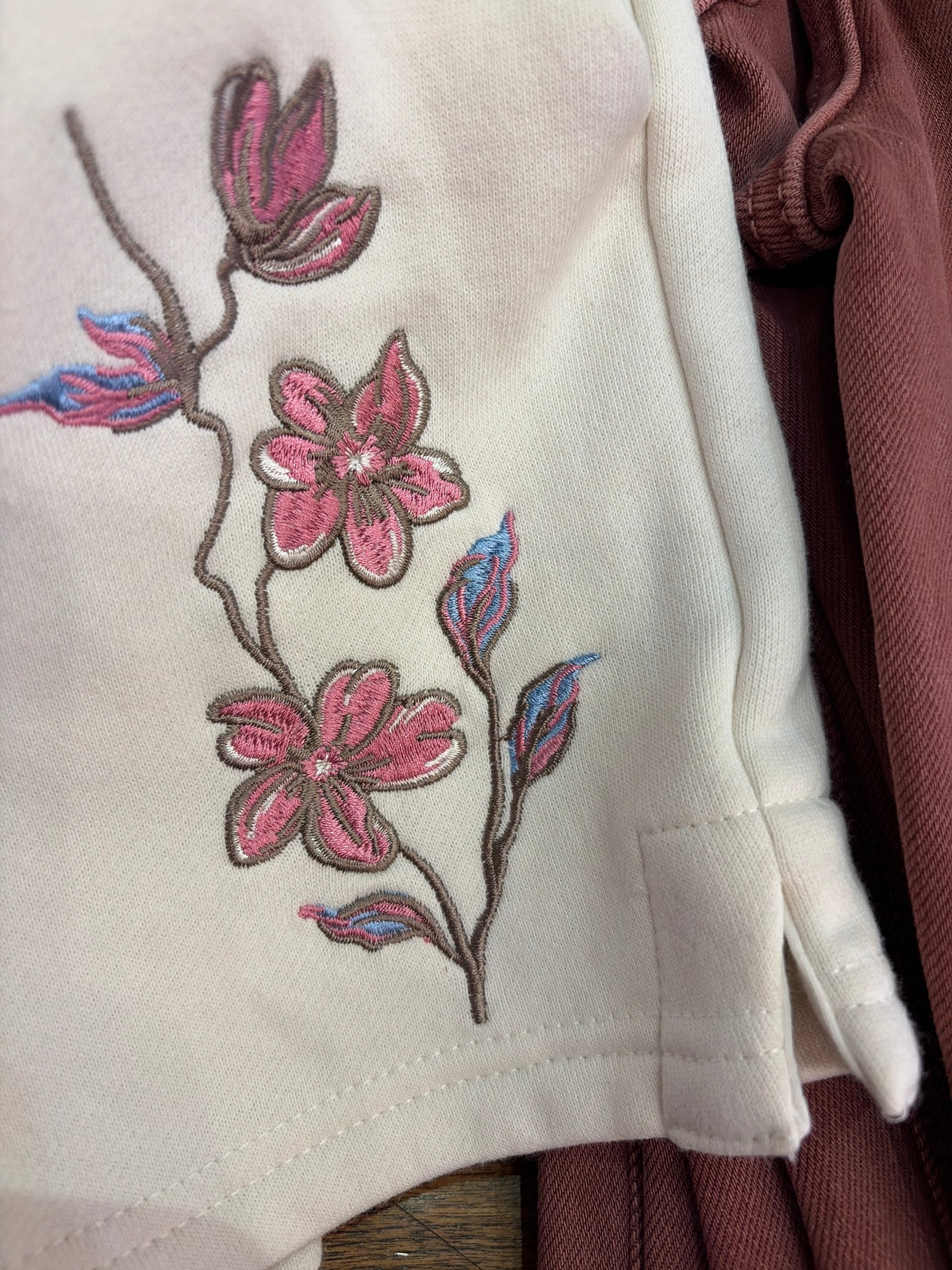 Simply Southern floral embroidery shorts with colorful floral patterns and casual fit, perfect for summer wear.