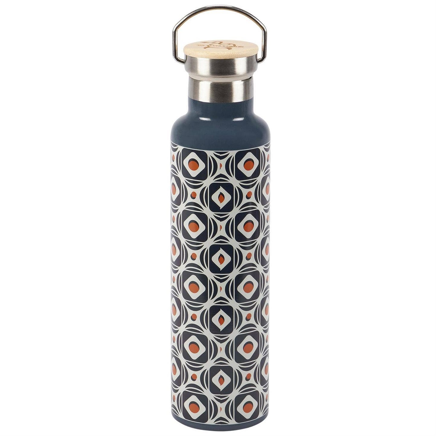 Questionables Retro Tile insulated glass bottle with retro tile design, double-walled for temperature retention.