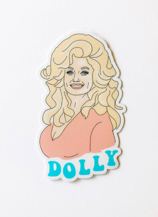 Colorful Dolly vinyl sticker from Maddon and Co featuring a playful cartoon doll design on a white background.
