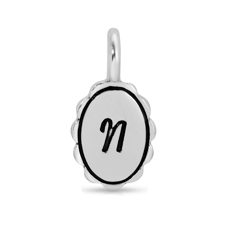 Charm Garden - Silver - Scalloped Initial Charm - N