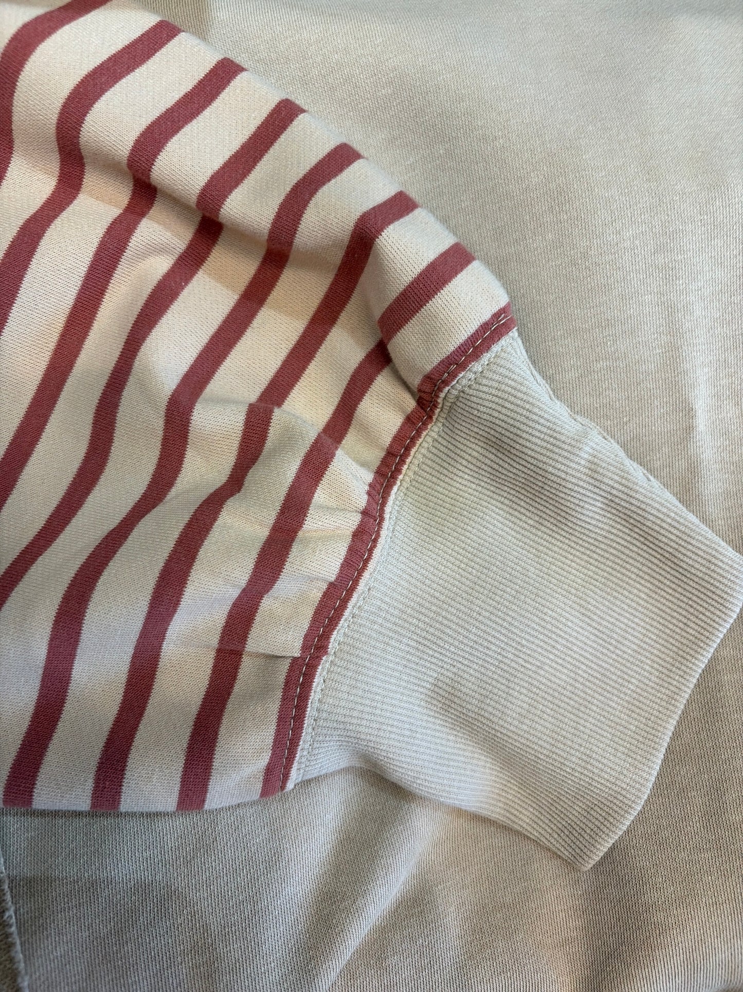 Very J striped Griz sweatshirt featuring a cozy, casual design with gray and white horizontal stripes.