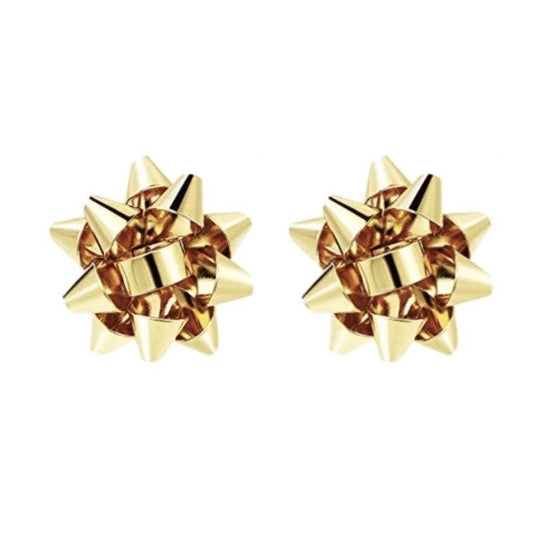 Gold Present Bow Earrings