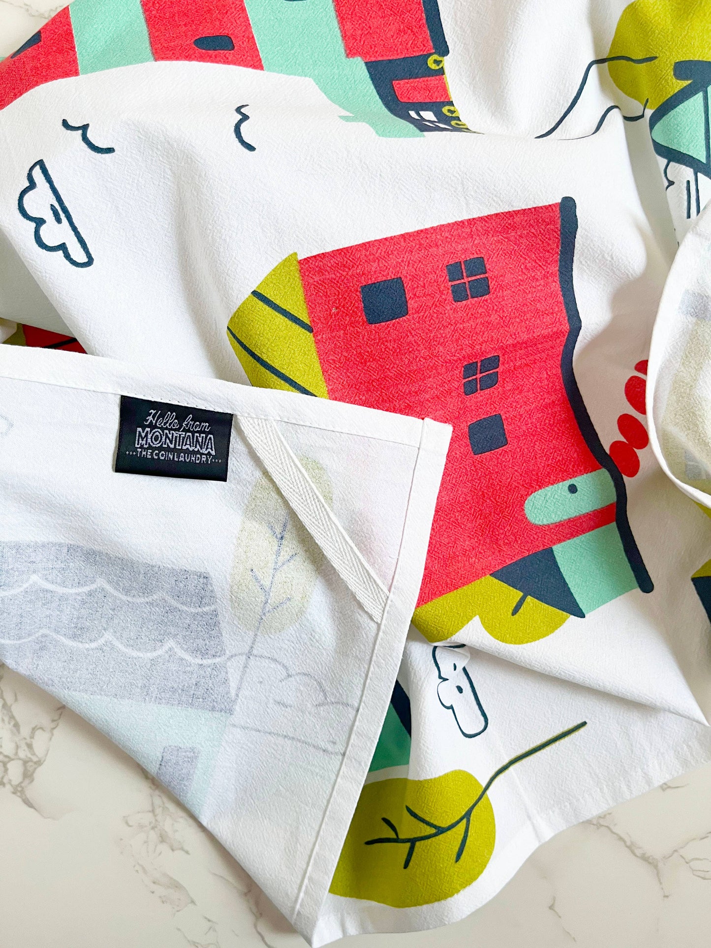Houses Illustrated Abstract Homes Kitchen Towel
